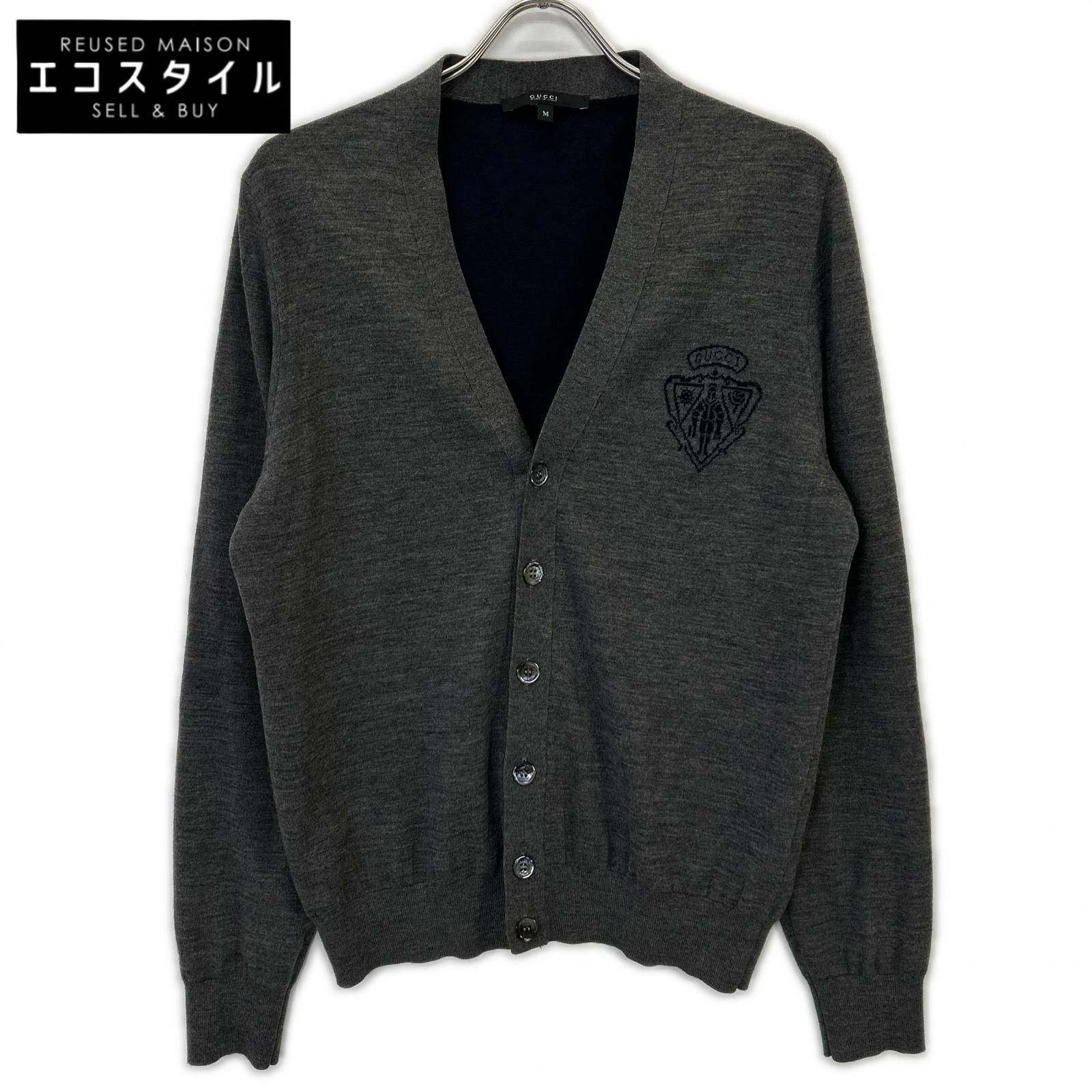 GUCCI 354110 Logo Detail Wool Knit Cardigan Top