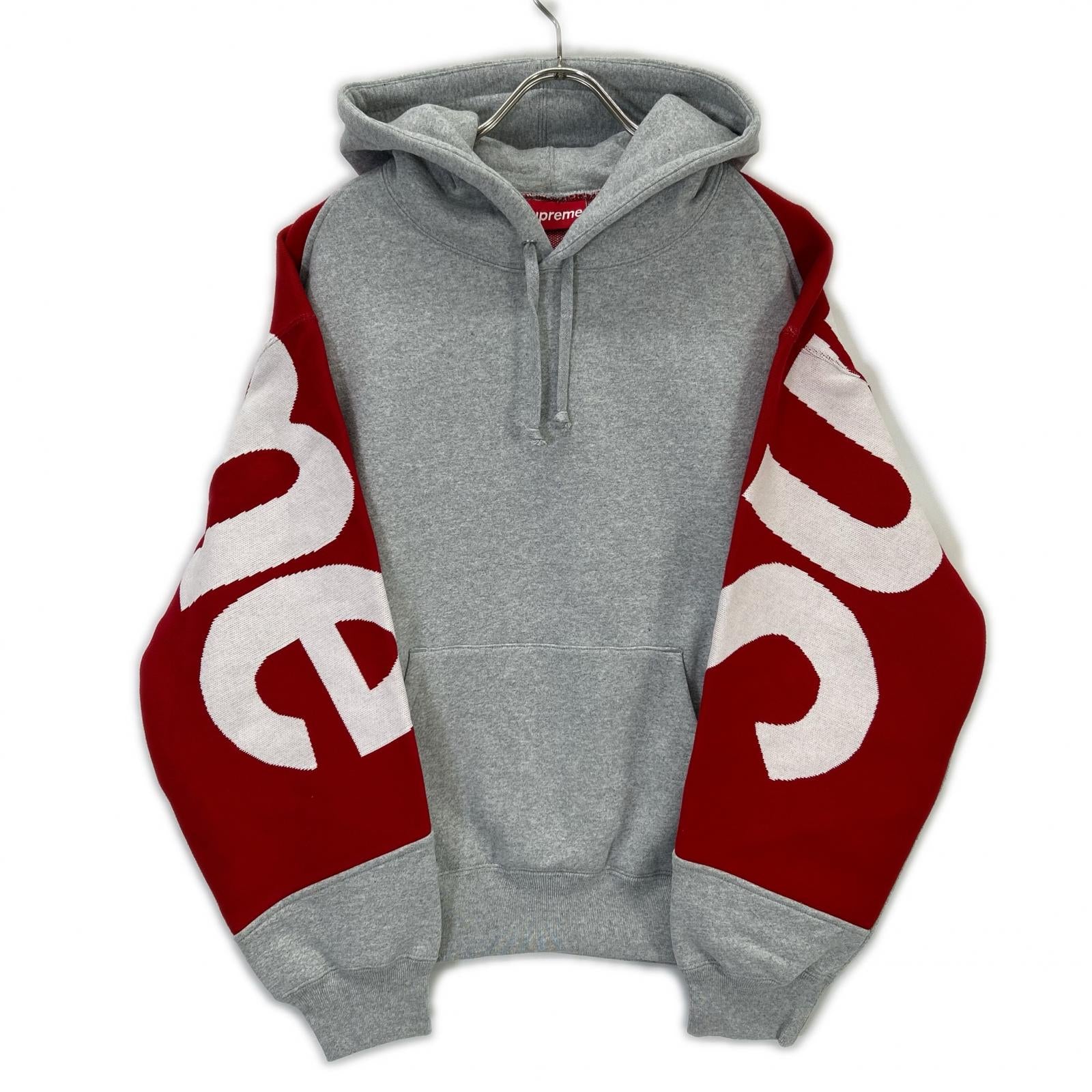 Supreme シュプリーム グレー ビッグロゴ ジャガード フーディー スウェット パーカー トップス