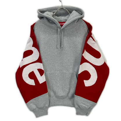 Supreme シュプリーム グレー ビッグロゴ ジャガード フーディー スウェット パーカー トップス