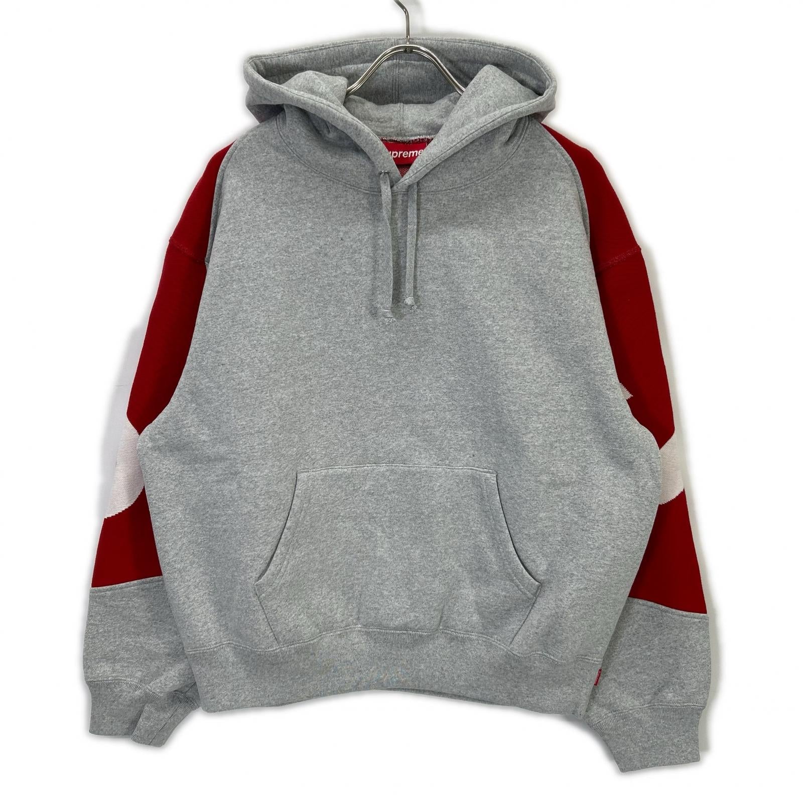 Supreme シュプリーム グレー ビッグロゴ ジャガード フーディー スウェット パーカー トップス