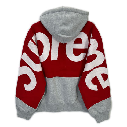 Supreme シュプリーム グレー ビッグロゴ ジャガード フーディー スウェット パーカー トップス