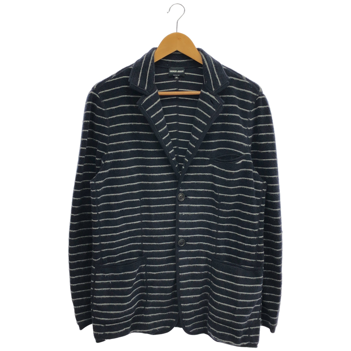 GIORGIOARMANI Giorgio Armani KSG12MKS08M Navy Cashmere-Blend Terry Stripe Cardigan Top