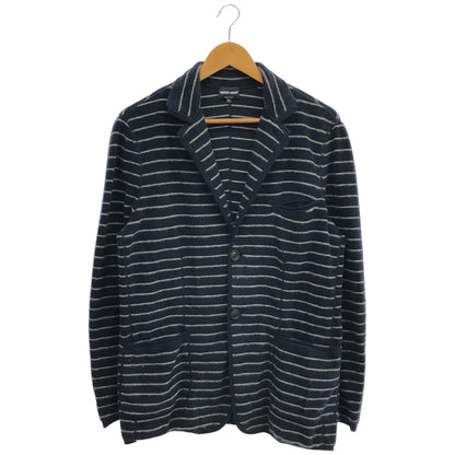 GIORGIOARMANI Giorgio Armani KSG12MKS08M Navy Cashmere-Blend Terry Stripe Cardigan Top
