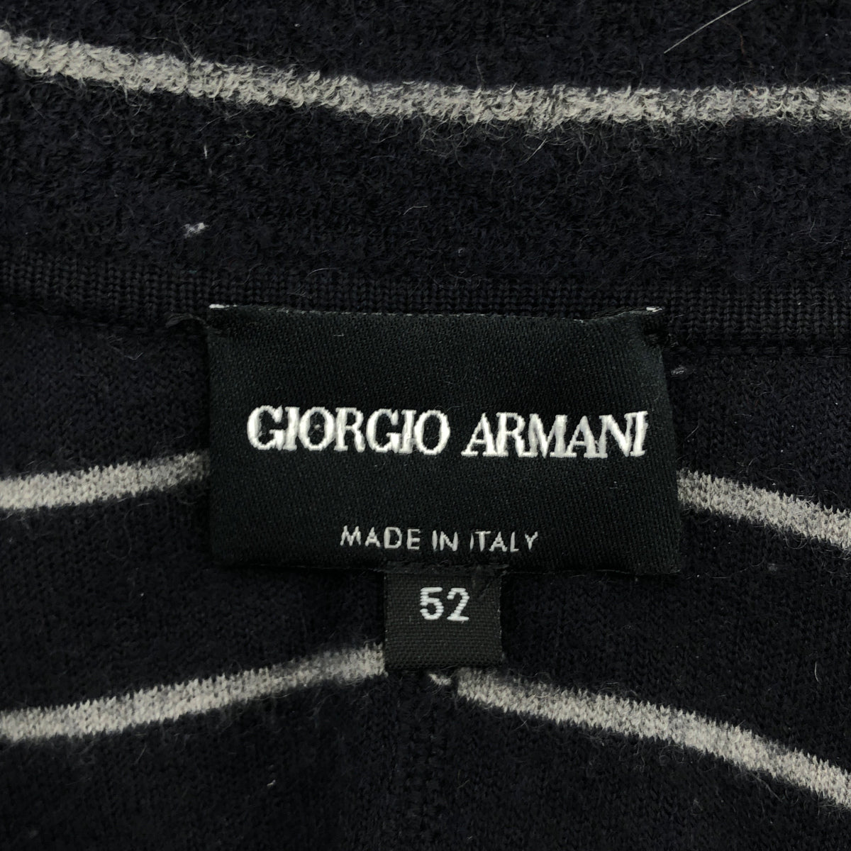 GIORGIOARMANI ジョルジオアルマーニ KSG12MKS08M ネイビー カシミヤ混 パイル地 ボーダー カーディガン トップス