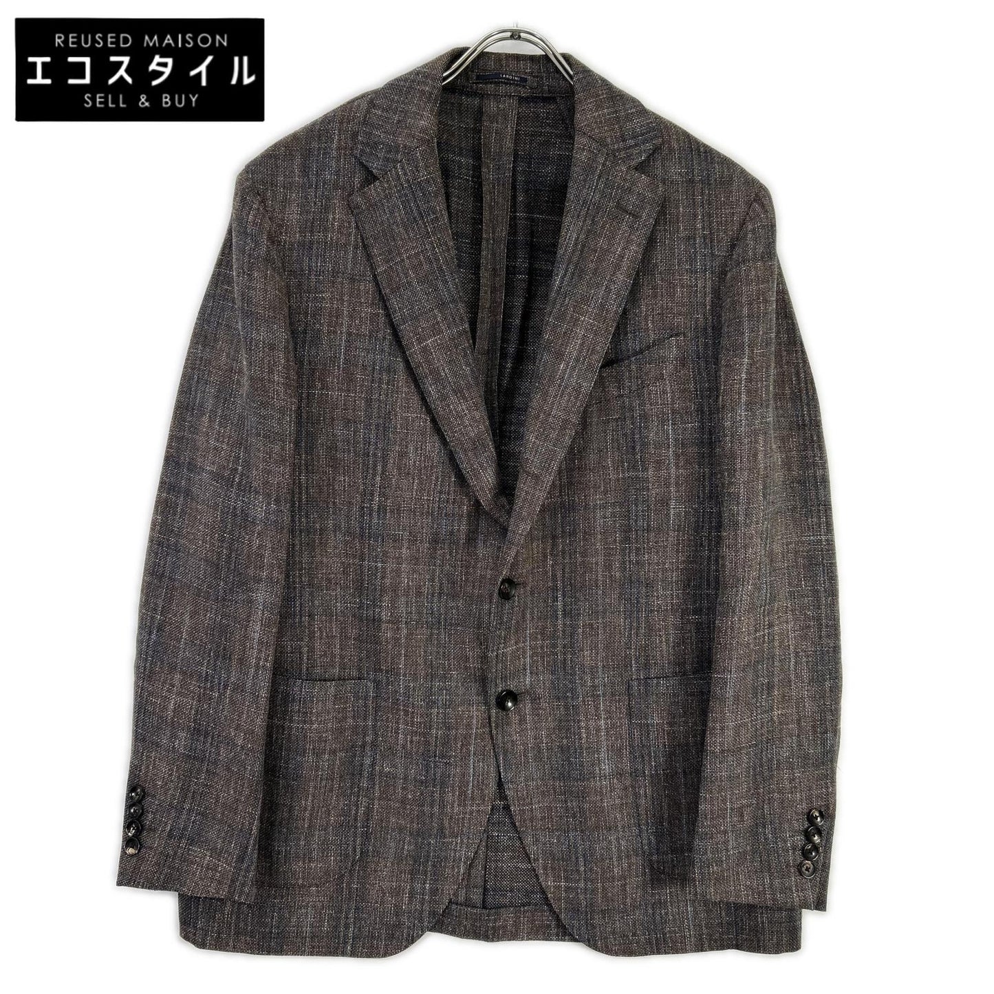 LARDINI ラルディーニ JR0526AQ ブラウン ウールリネンコットン チェック テーラードジャケット ジャケット
