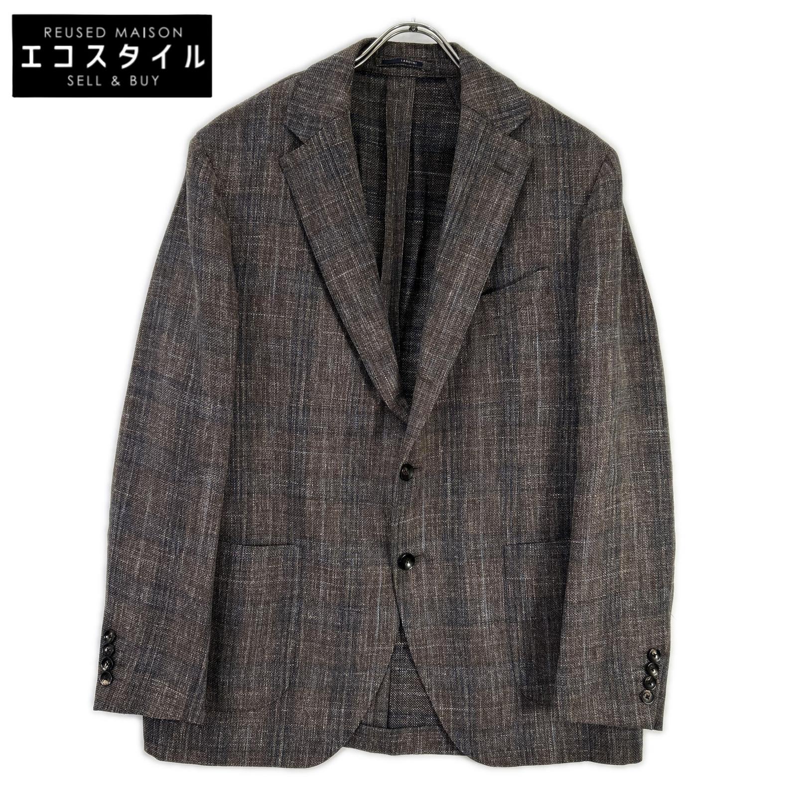 LARDINI ラルディーニ JR0526AQ ブラウン ウールリネンコットン チェック テーラードジャケット ジャケット