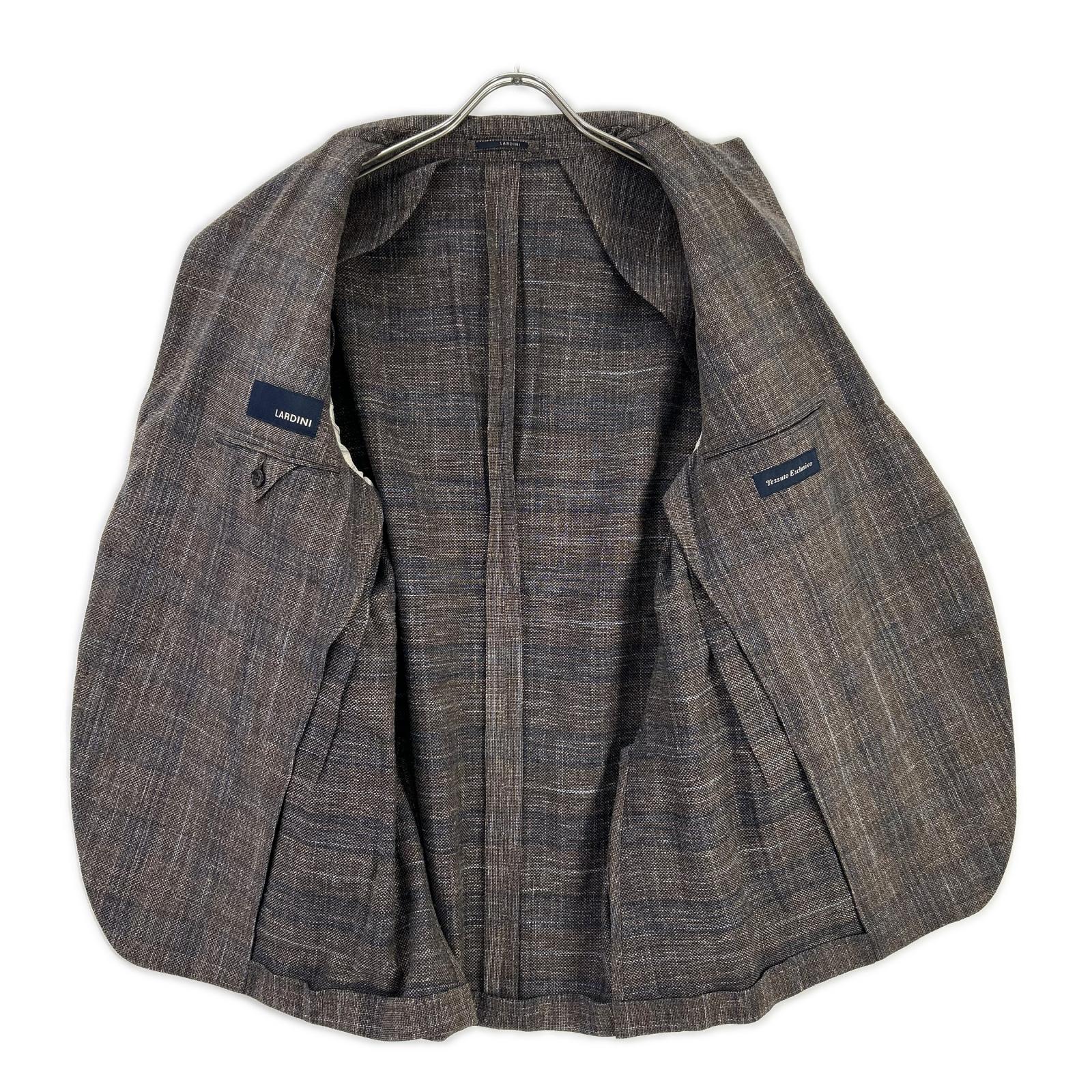 LARDINI ラルディーニ JR0526AQ ブラウン ウールリネンコットン チェック テーラードジャケット ジャケット