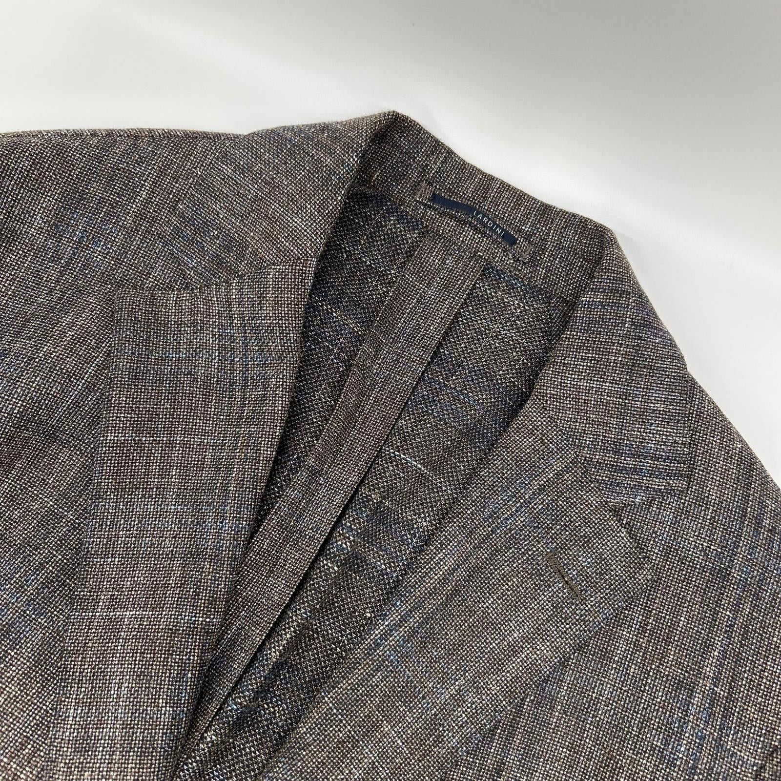 LARDINI ラルディーニ JR0526AQ ブラウン ウールリネンコットン チェック テーラードジャケット ジャケット