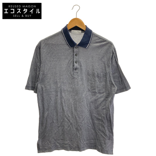 Christian Dior Christian Dior Navy Cotton All-Over Pattern Polo Shirt Top