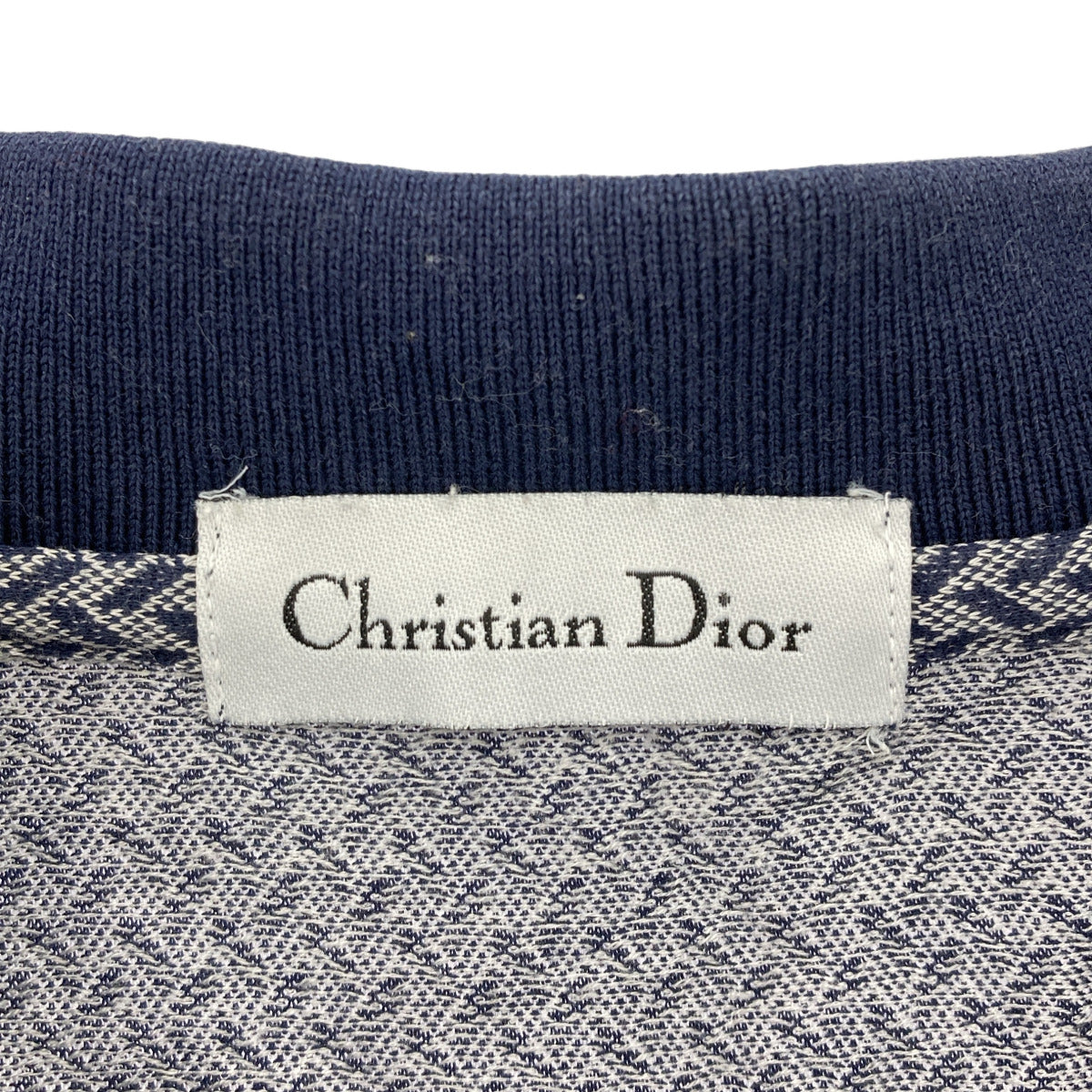 Christian Dior クリスチャンディオール ネイビー コットン 総柄 ポロシャツ トップス