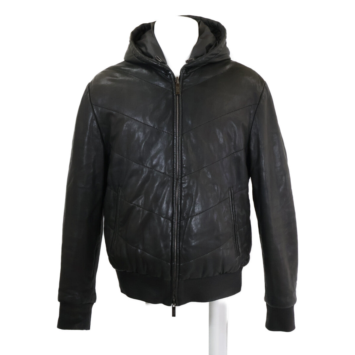 ARMANICOLLEZIONI Armani Collezioni Lamb Leather Hooded Padded Jacket Jacket