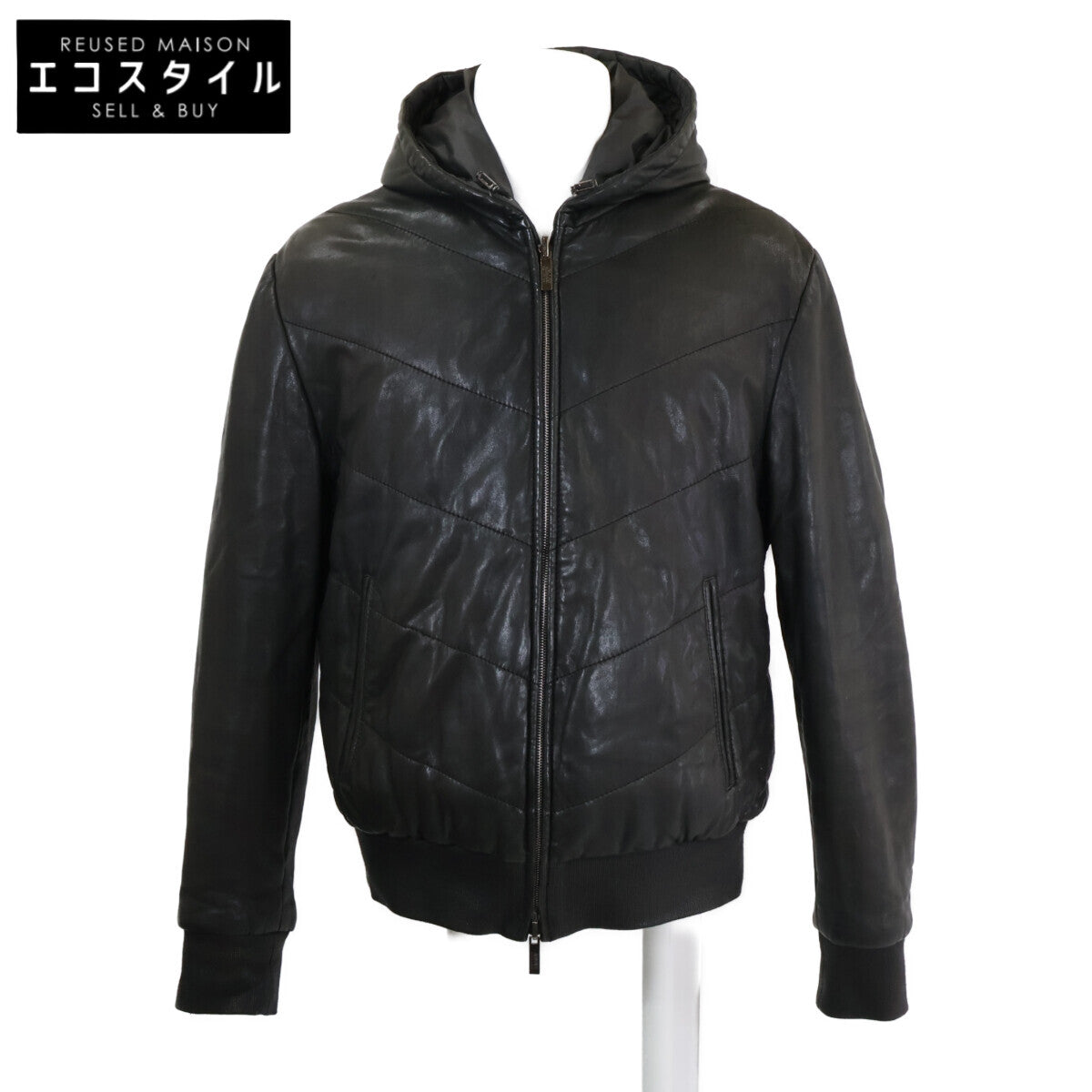 ARMANICOLLEZIONI Armani Collezioni Lamb Leather Hooded Padded Jacket Jacket