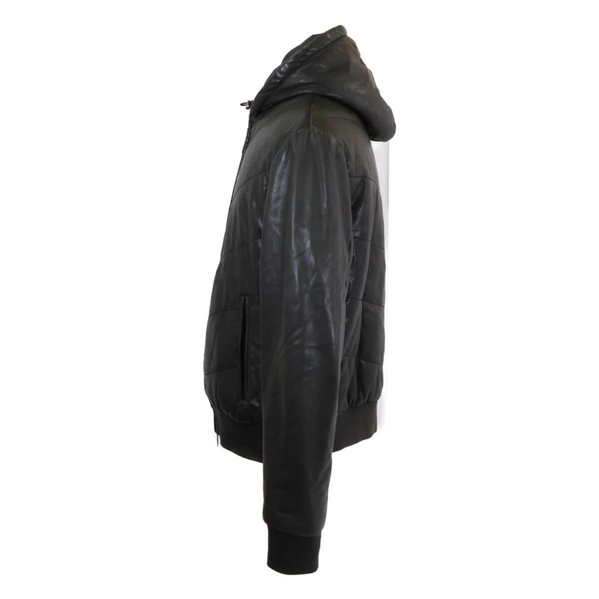 ARMANICOLLEZIONI Armani Collezioni Lamb Leather Hooded Padded Jacket Jacket