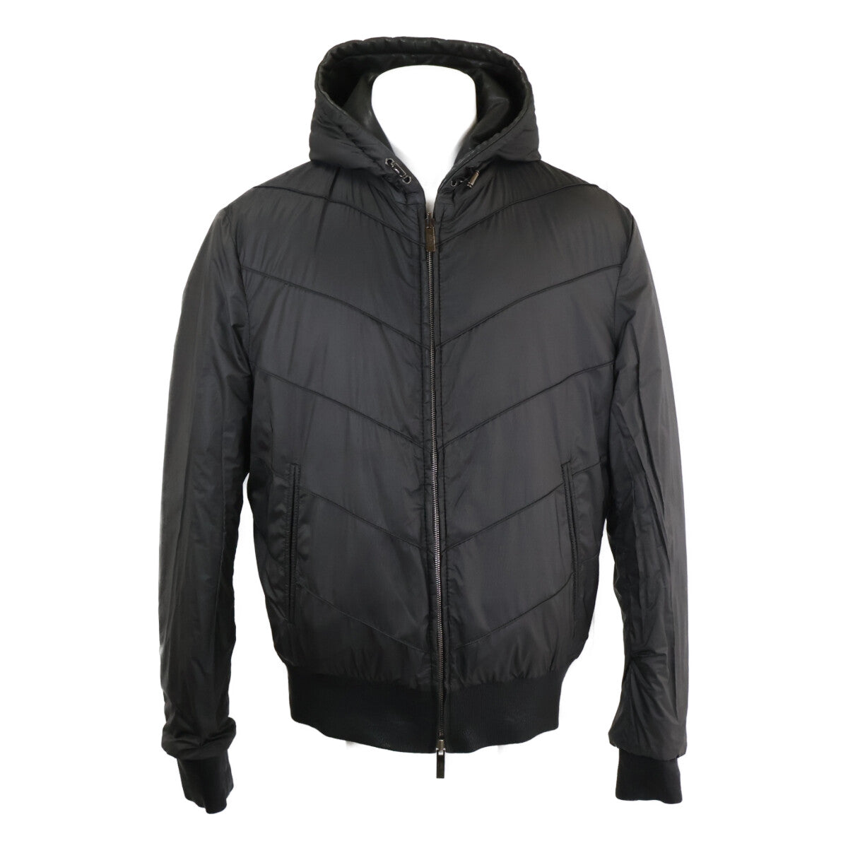 ARMANICOLLEZIONI Armani Collezioni Lamb Leather Hooded Padded Jacket Jacket