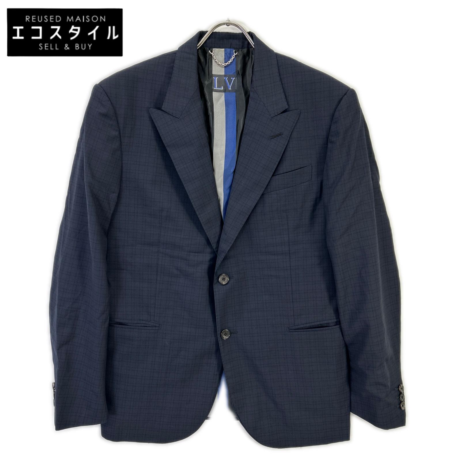 LOUIS VUITTON ルイヴィトン RM191F IQE HGCF4E 19年製 ネイビー チェック 2B テーラードジャケット ジャケット