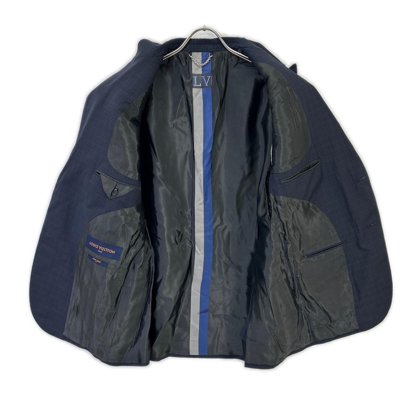 LOUIS VUITTON ルイヴィトン RM191F IQE HGCF4E 19年製 ネイビー チェック 2B テーラードジャケット ジャケット