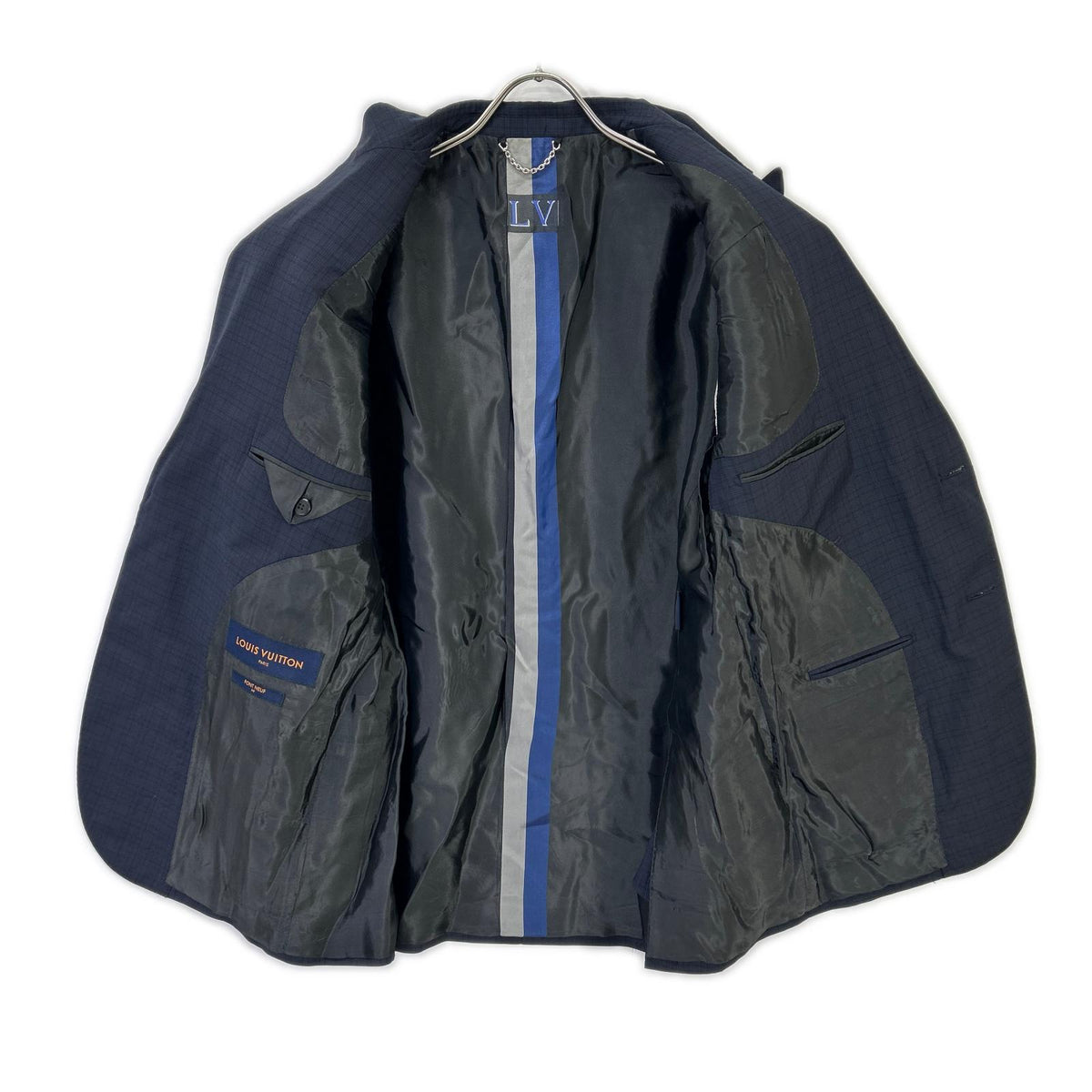 LOUIS VUITTON ルイヴィトン RM191F IQE HGCF4E 19年製 ネイビー チェック 2B テーラードジャケット ジャケット