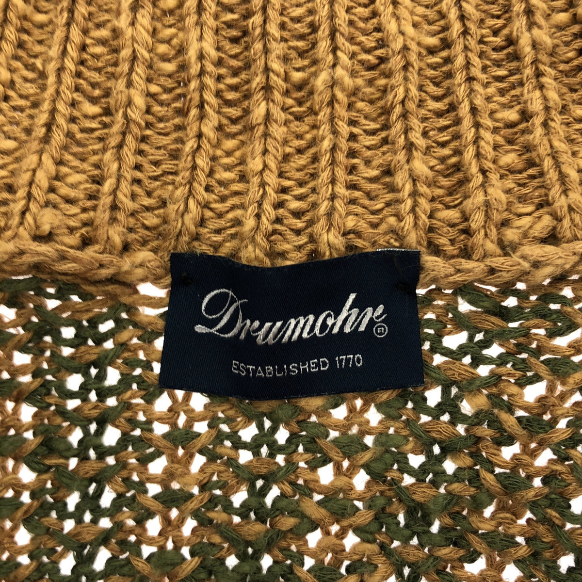 Drumohr ドルモア ベージュ×グリーン リネンコットン ニット カーディガン トップス