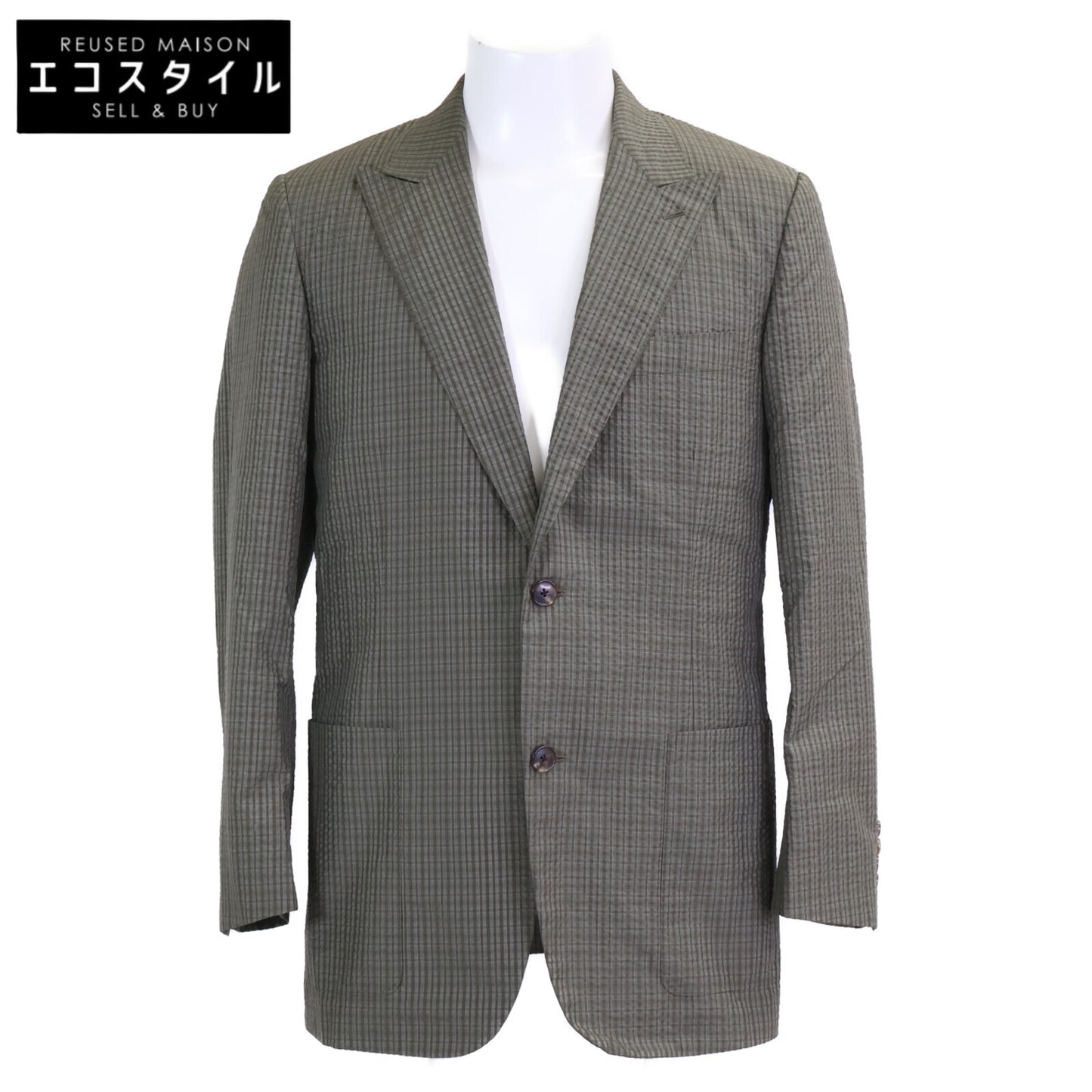 HERMES Erumesu G79206 Belvest-Made Silk Seersucker Jacket Jacket
