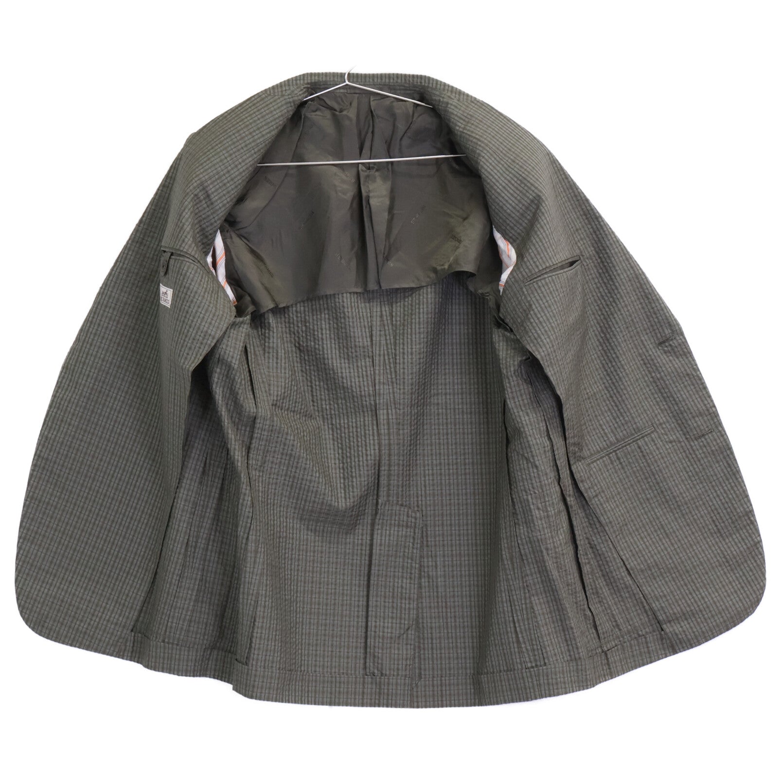 HERMES Erumesu G79206 Belvest-Made Silk Seersucker Jacket Jacket