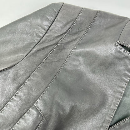 LaurelEscada ローレルエスカーダ グレー レザー ジャケット ジャケット