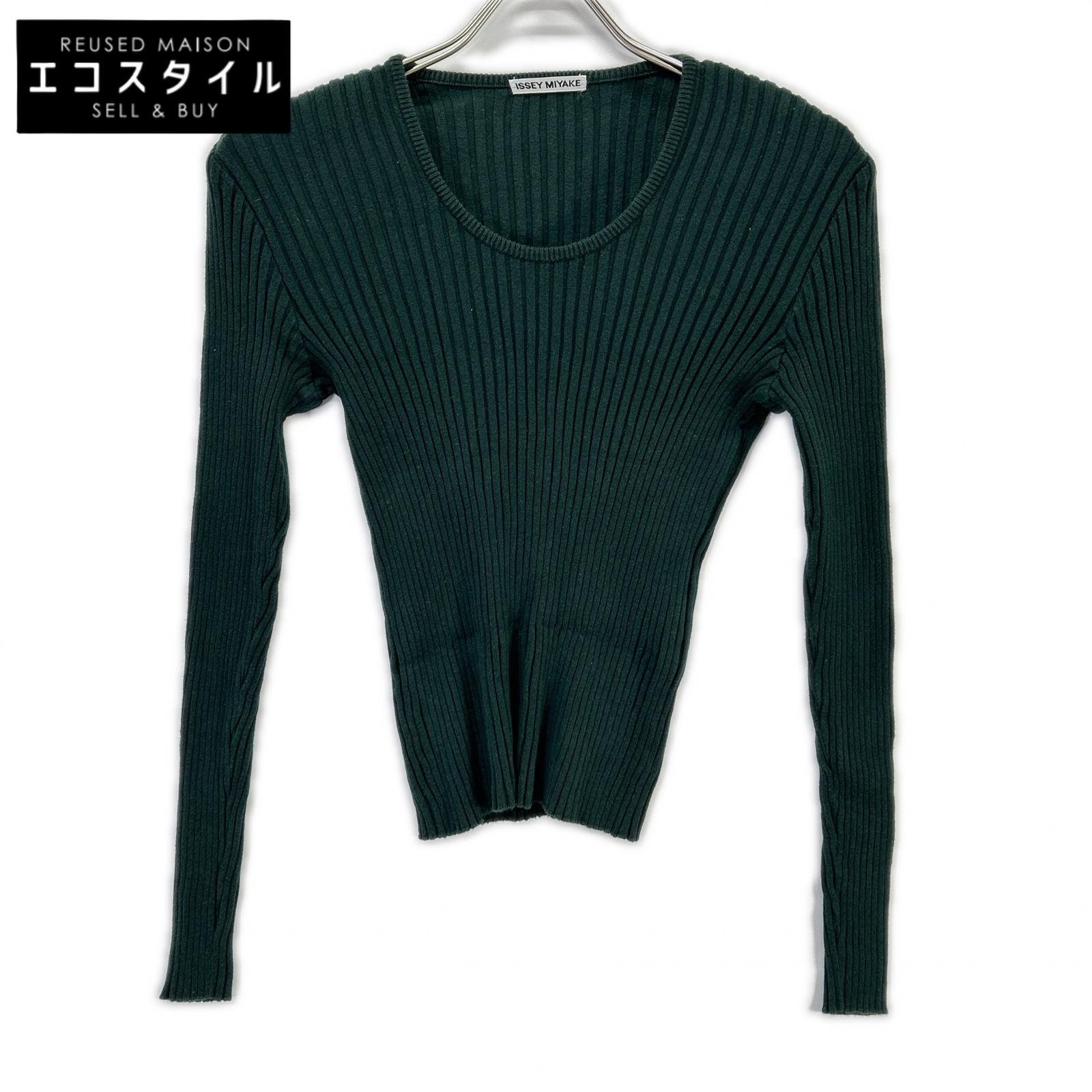 ISSEY MIYAKE イッセイミヤケ IM01KN046 グリーン クルーネック セーター トップス