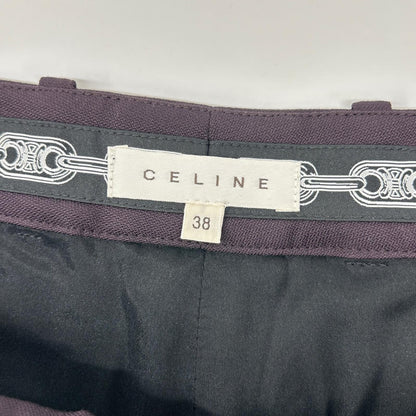 CELINE セリーヌ パープル 2 1B82/2492 ウール 2プリーツ スラックス パンツ マカダム ボトムス