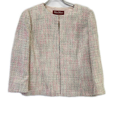 MAXMARA STUDIO マックスマーラスタジオ 60411937070 ピンク ツイード ノーカラー ジャケット ジャケット