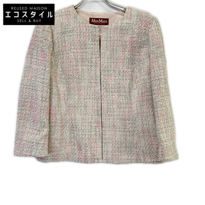 MAXMARA STUDIO マックスマーラスタジオ 60411937070 ピンク ツイード ノーカラー ジャケット ジャケット