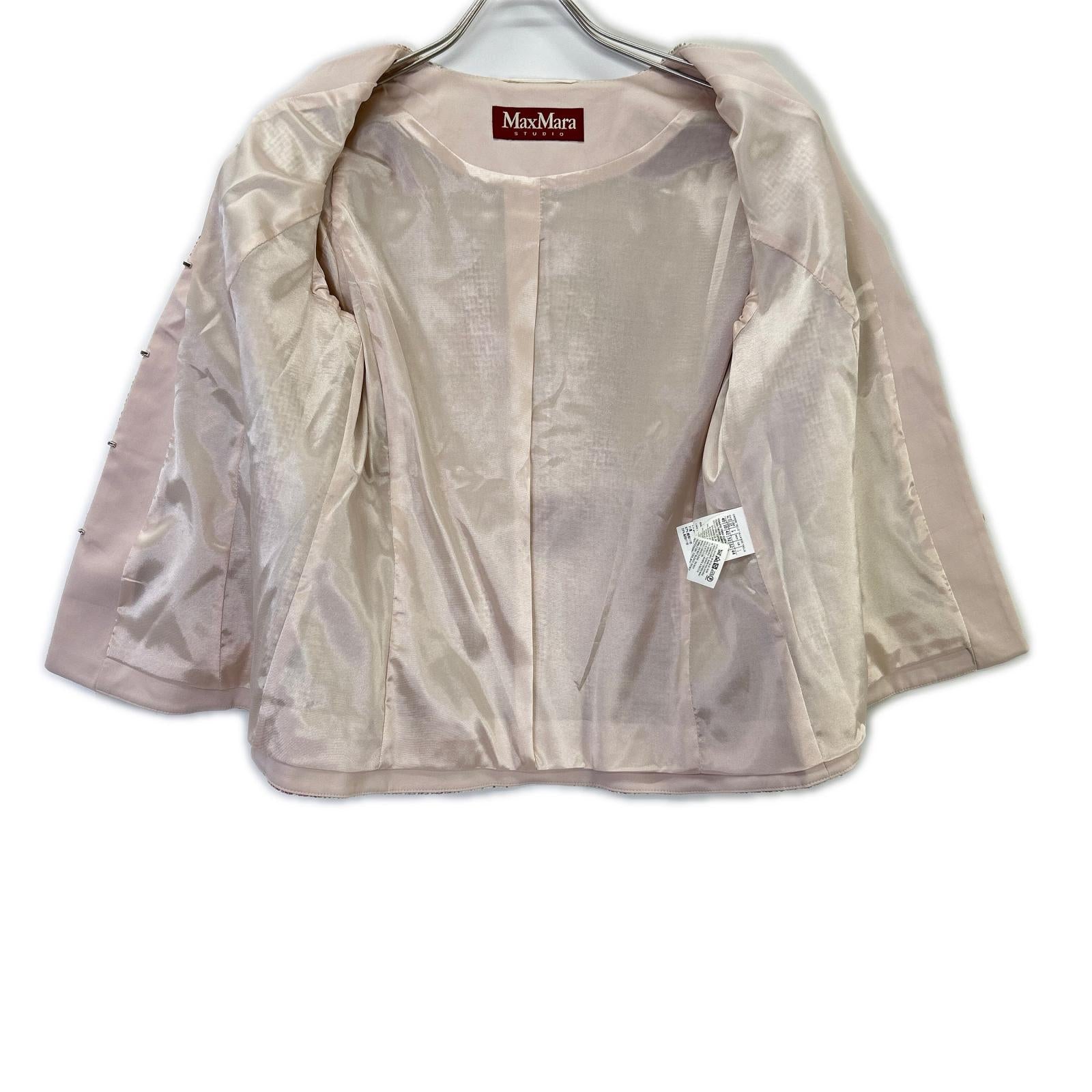 MAXMARA STUDIO マックスマーラスタジオ 60411937070 ピンク ツイード ノーカラー ジャケット ジャケット