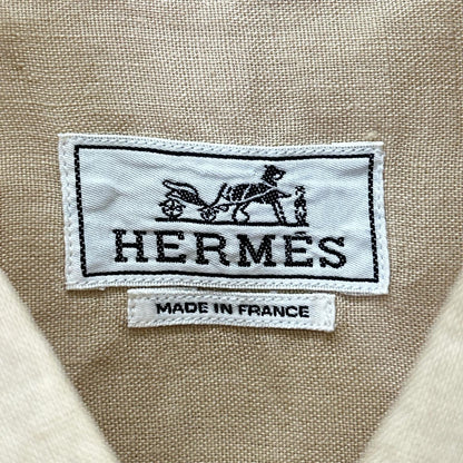 HERMES エルメス 【美品】リネン ハーフボタン 半袖シャツ トップス