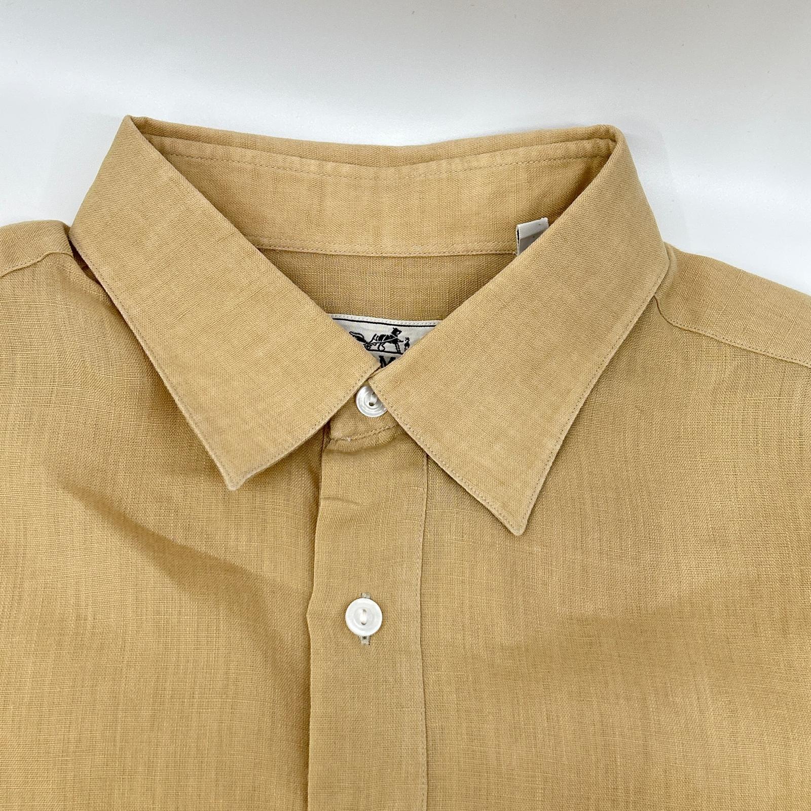 HERMES エルメス 【美品】リネン ハーフボタン 半袖シャツ トップス