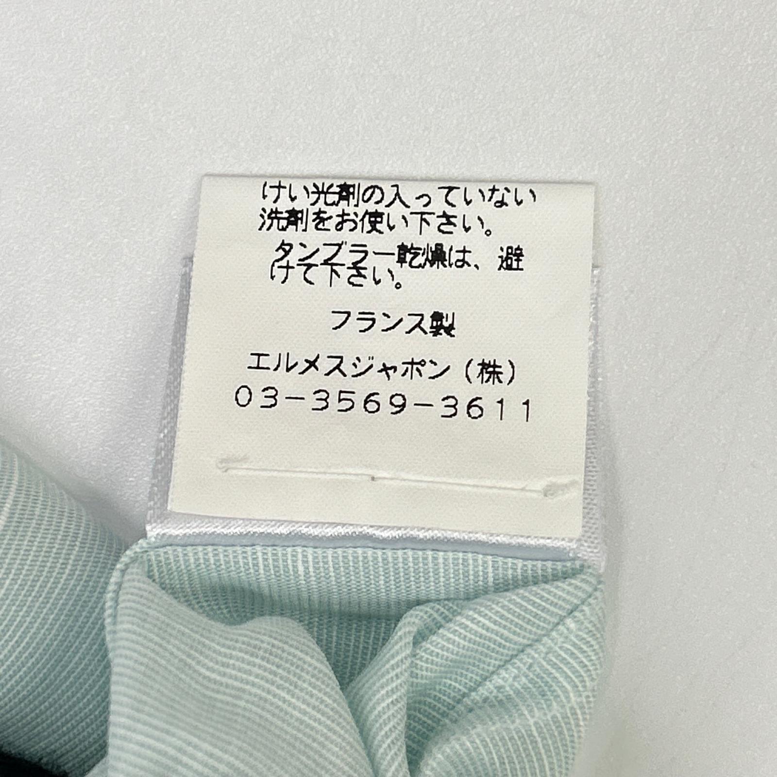 【SALE】 HERMES エルメス ボタンダウン半袖シャツ リネン混 スカイブルー トップス