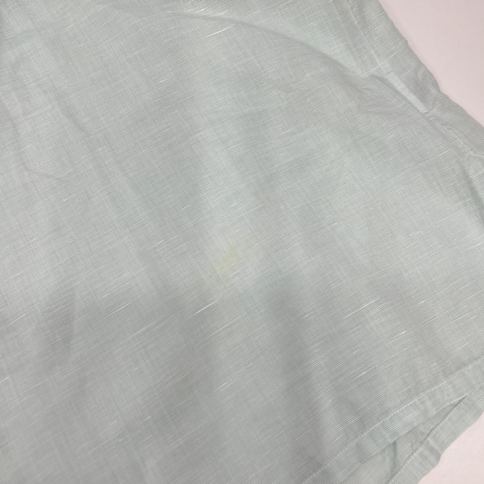 【SALE】 HERMES エルメス ボタンダウン半袖シャツ リネン混 スカイブルー トップス