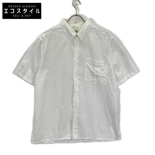 HERMES Linen-blend button-down short-sleeved shirt White Tops