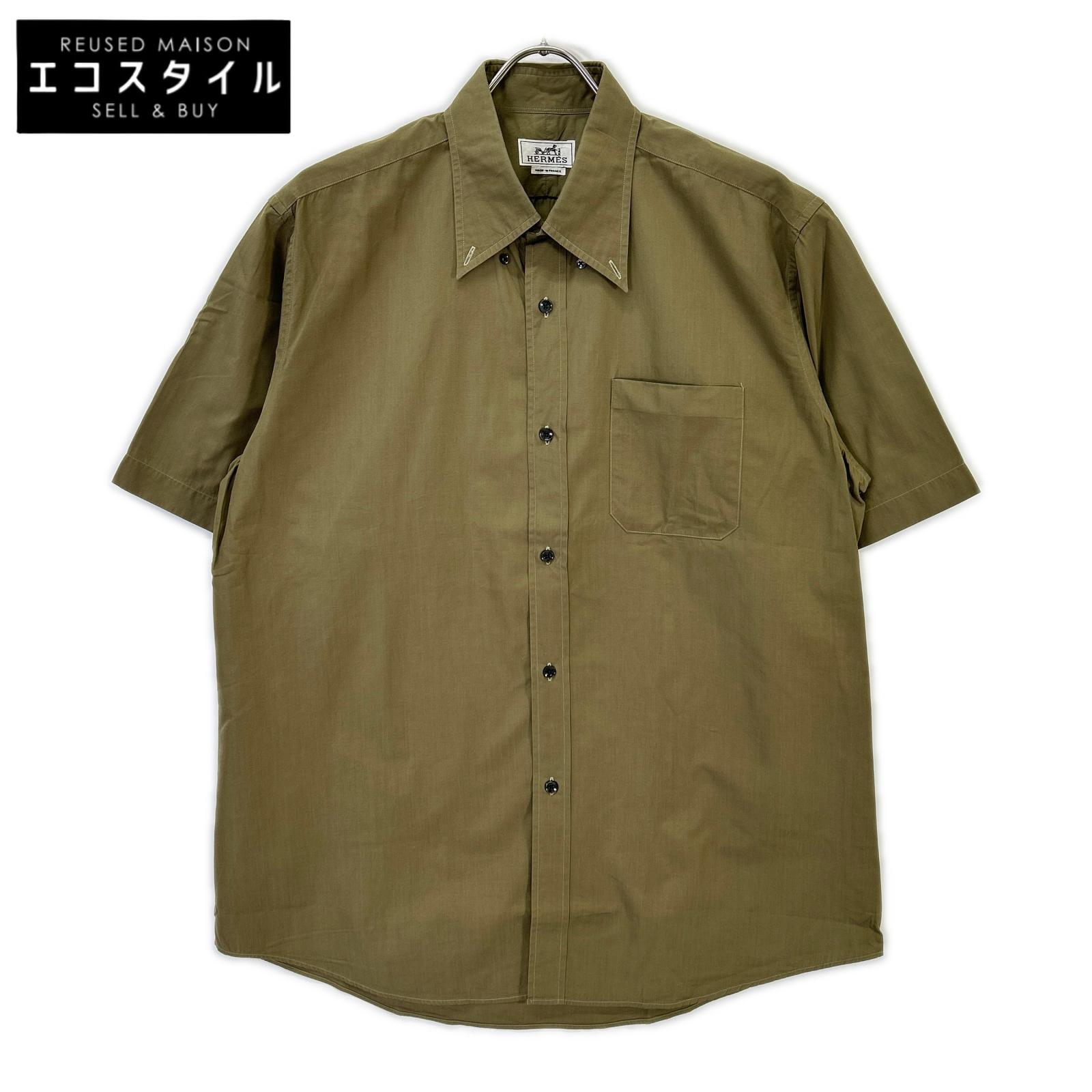 HERMES エルメス 【美品】ボタンダウン 半袖シャツ トップス
