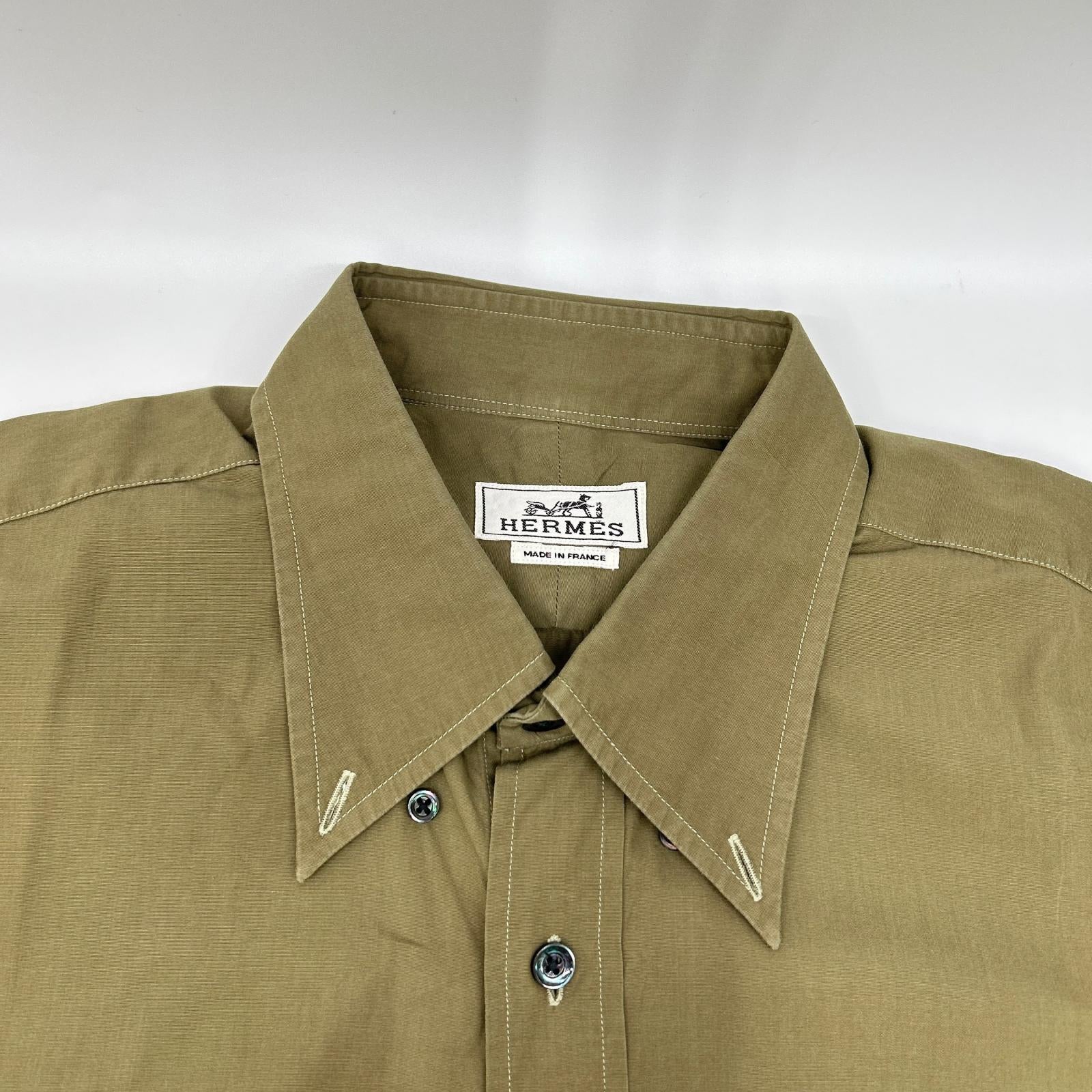 HERMES エルメス 【美品】ボタンダウン 半袖シャツ トップス