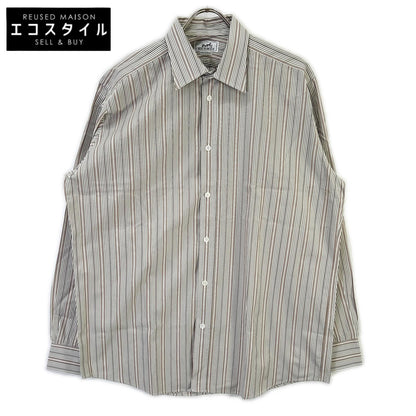 HERMES エルメス 【美品】ストライプ セリエボタン 長袖シャツ トップス