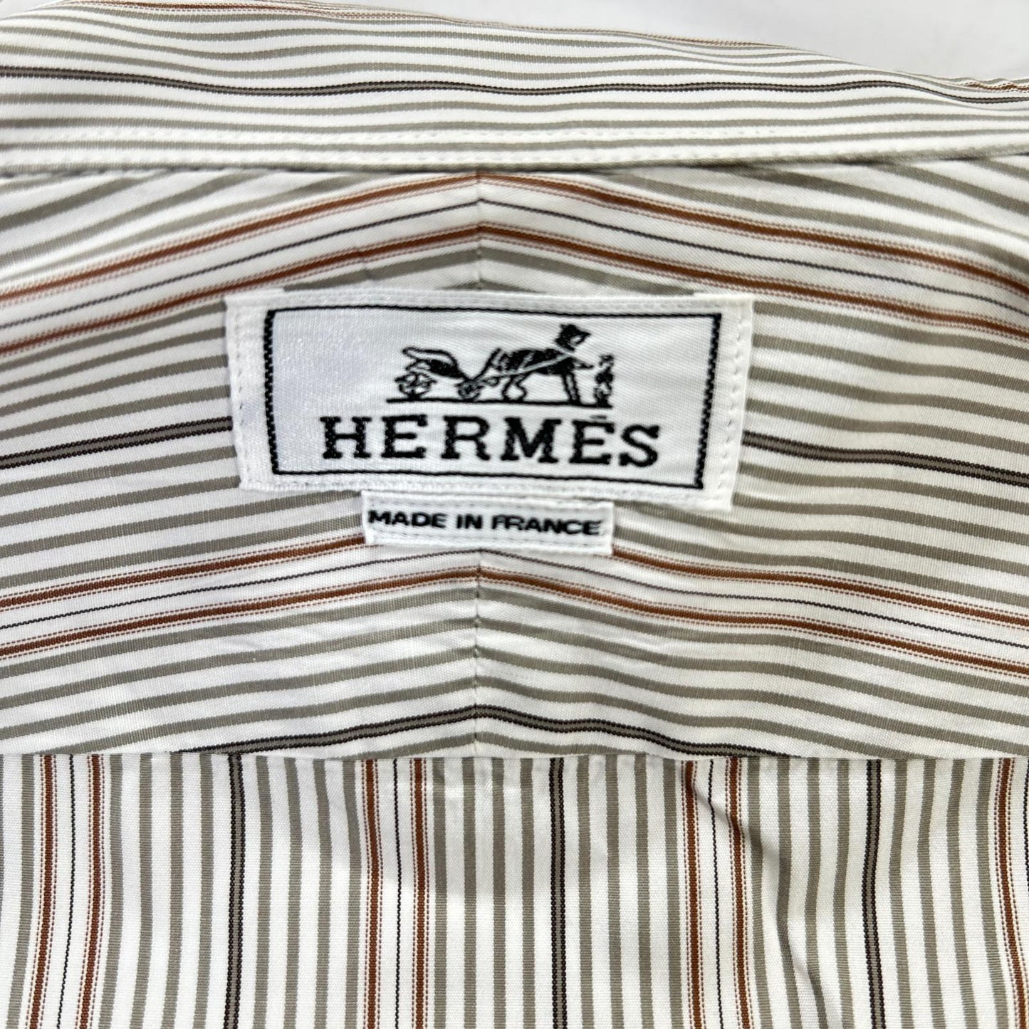 HERMES エルメス 【美品】ストライプ セリエボタン 長袖シャツ トップス