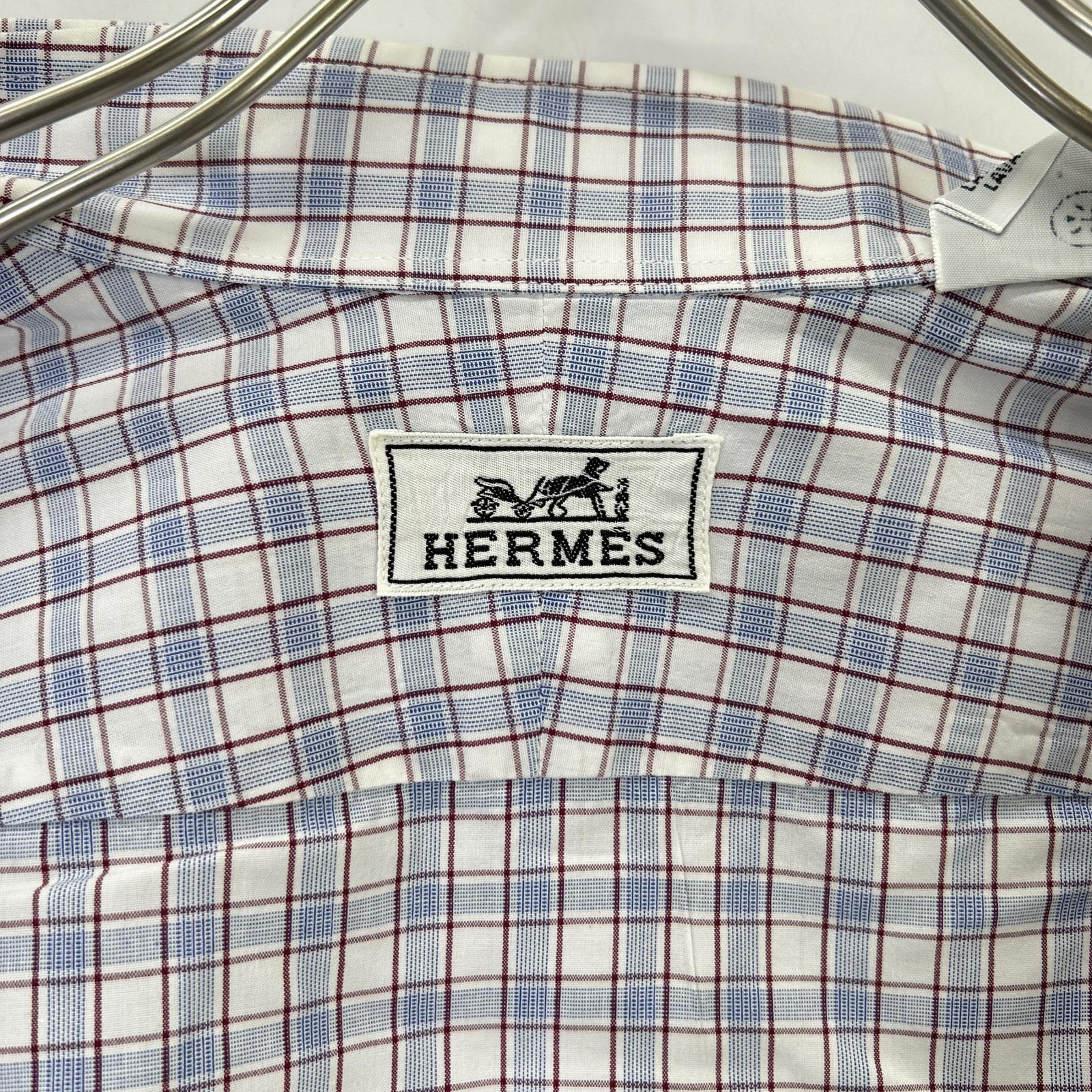 HERMES エルメス 【美品】チェック セリエボタン 長袖シャツ トップス