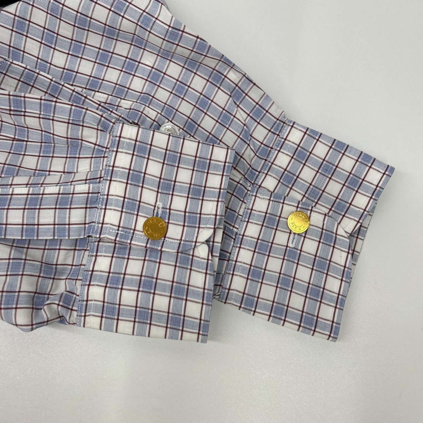 HERMES エルメス 【美品】チェック セリエボタン 長袖シャツ トップス