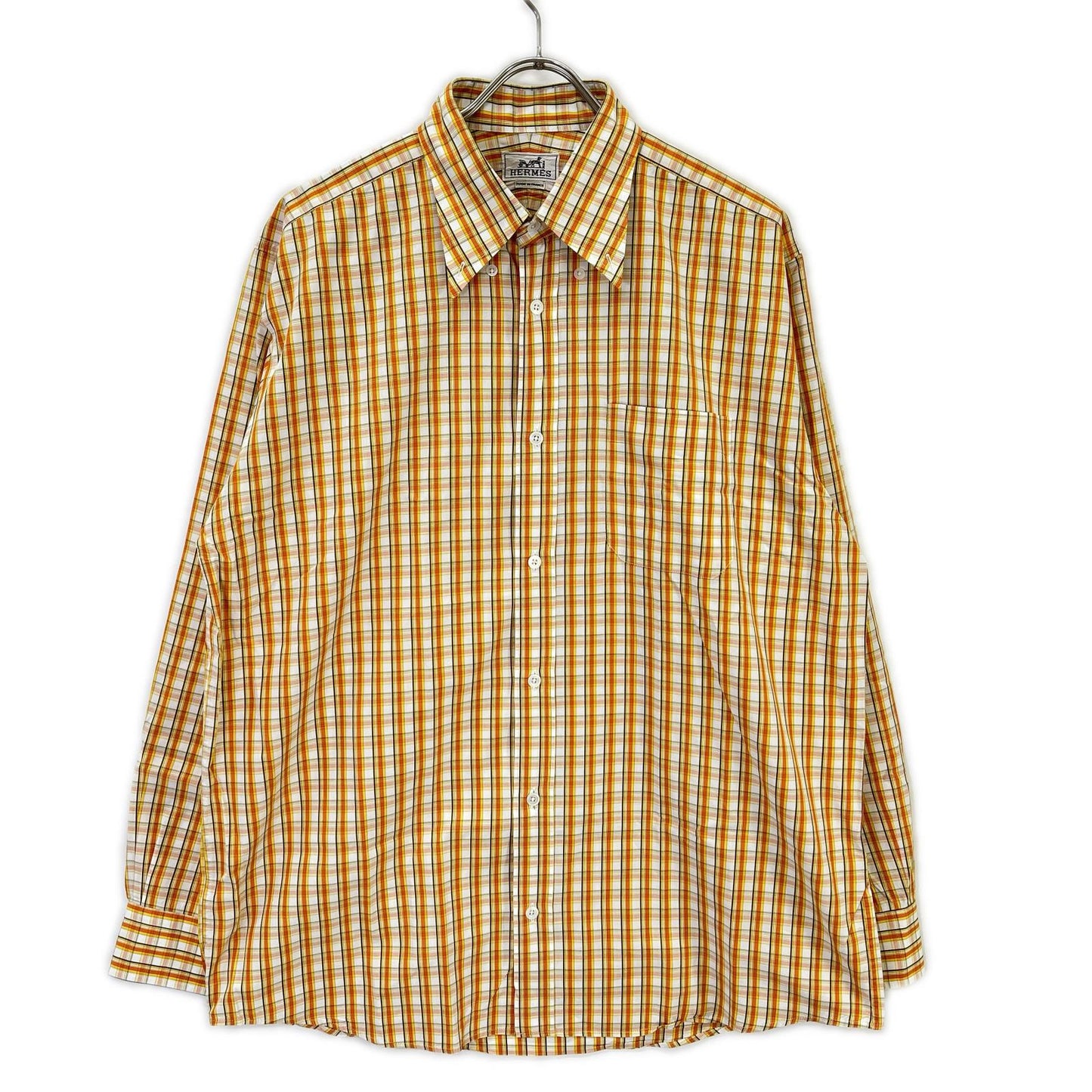 HERMES エルメス 【美品/国内正規】チェック セリエボタン ボタンダウン 長袖シャツ トップス