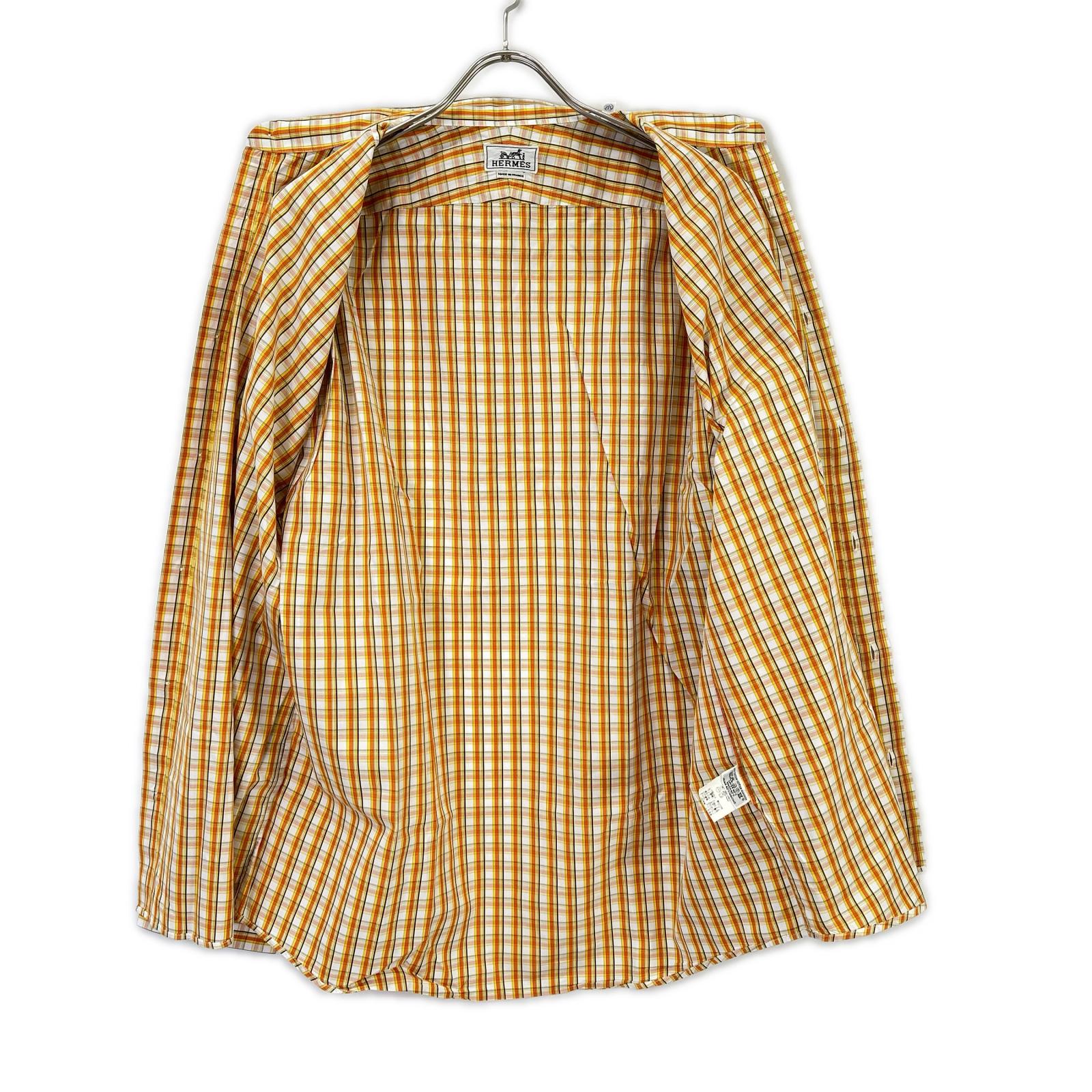 HERMES エルメス 【美品/国内正規】チェック セリエボタン ボタンダウン 長袖シャツ トップス