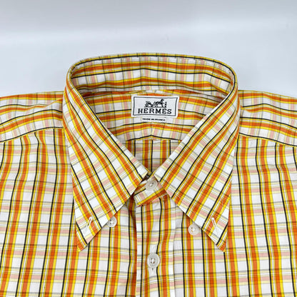 HERMES エルメス 【美品/国内正規】チェック セリエボタン ボタンダウン 長袖シャツ トップス