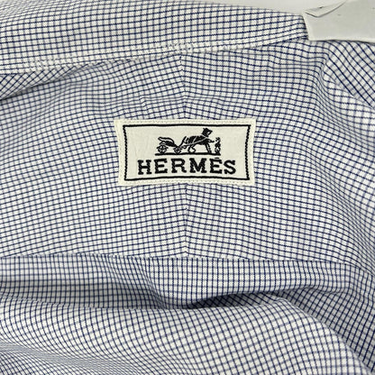 HERMES エルメス 長袖シャツ ゴールドセリエボタン ブルー ストライプ トップス
