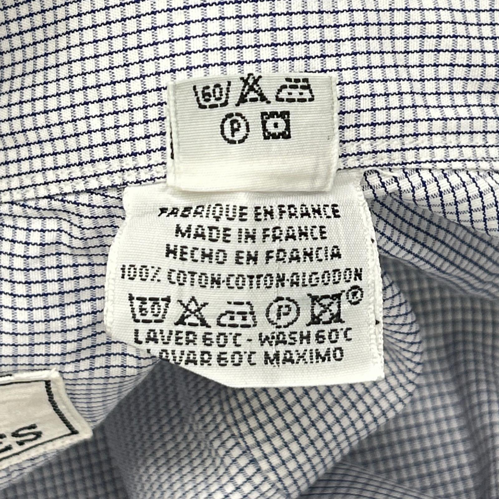 HERMES エルメス 長袖シャツ ゴールドセリエボタン ブルー ストライプ トップス
