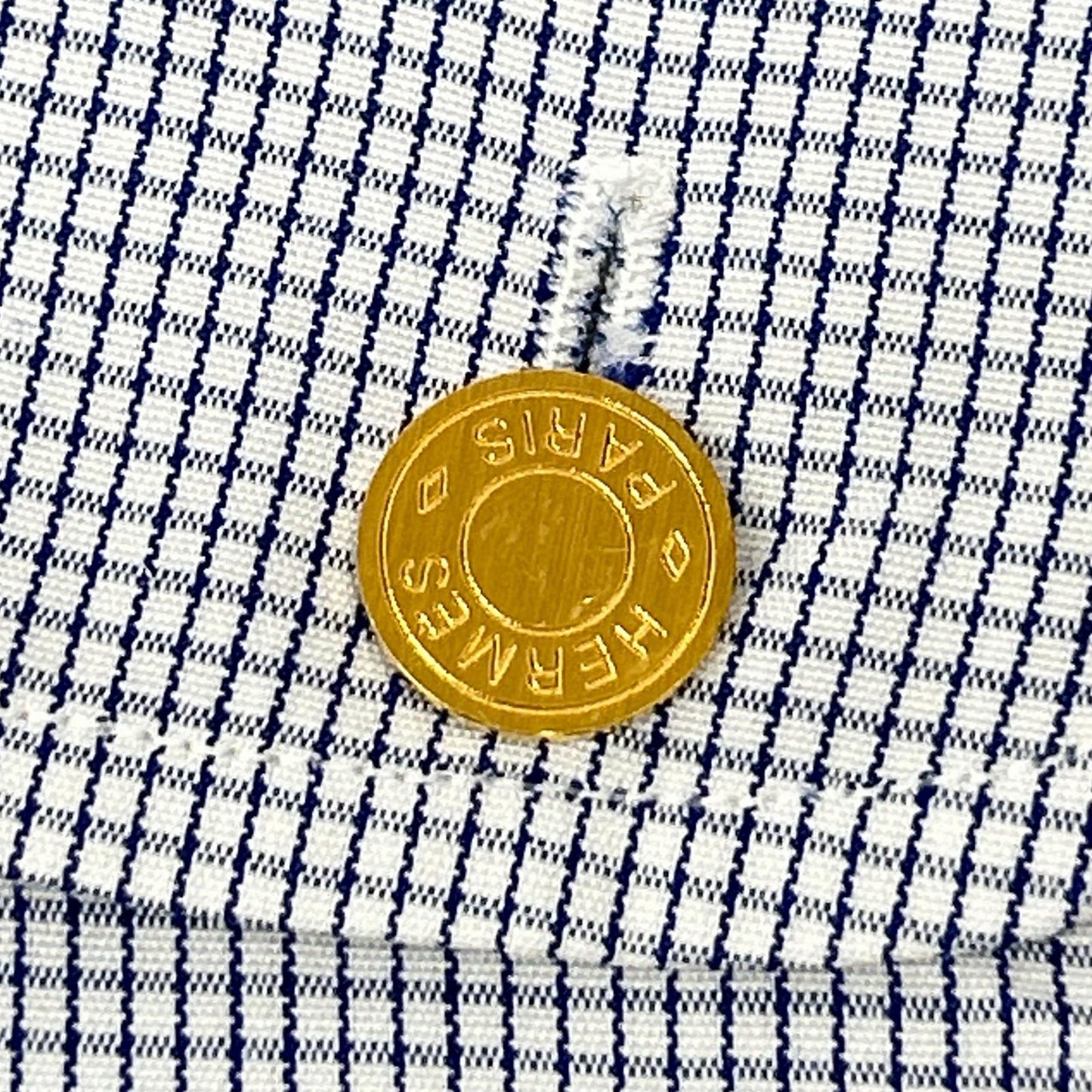 HERMES エルメス 長袖シャツ ゴールドセリエボタン ブルー ストライプ トップス