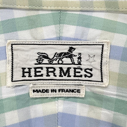 HERMES エルメス 長袖シャツ セリエボタン グリーン系 チェック トップス