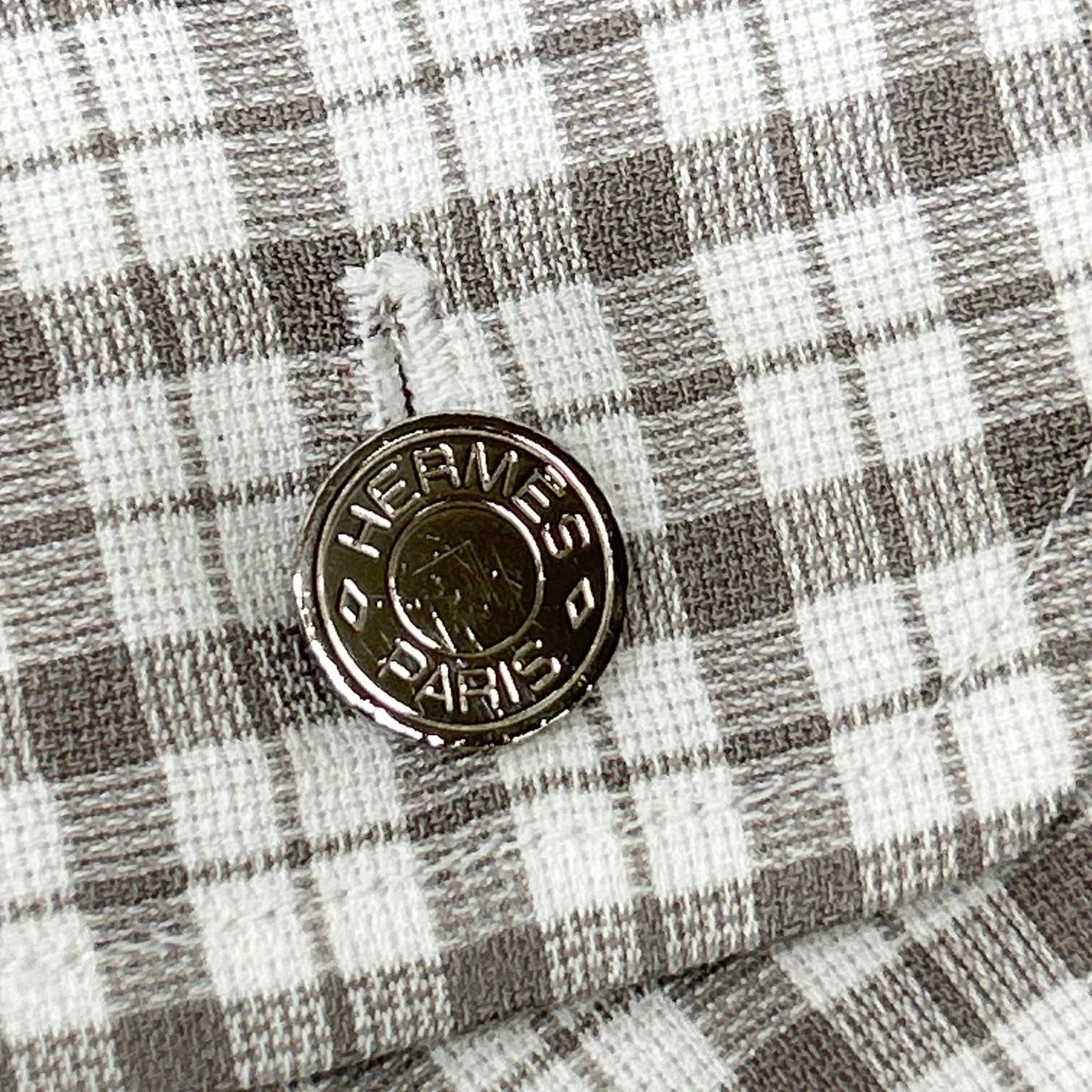 HERMES エルメス 長袖シャツ セリエボタン グレー チェック トップス