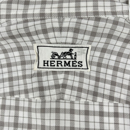 HERMES エルメス 長袖シャツ セリエボタン グレー チェック トップス